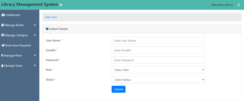 library management system project for students php