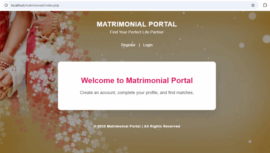 matrimonial portal project in php mysql