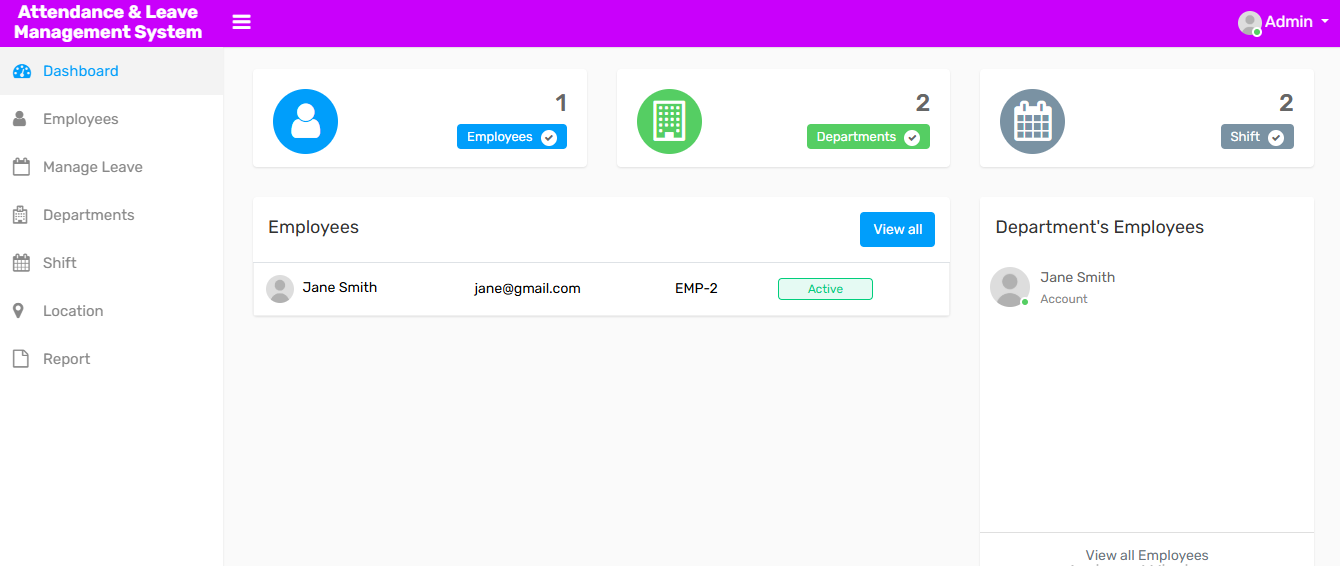 Employee Attendance & Leave Management System project in PHP & MySQL